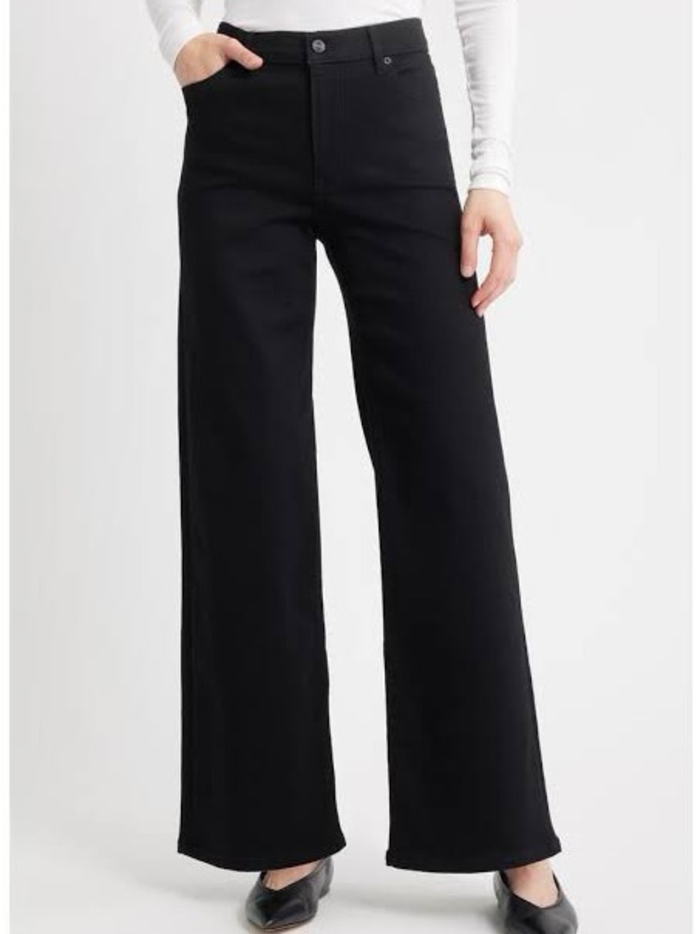 Frame Denim Black High-Rise Wide Leg Jeans